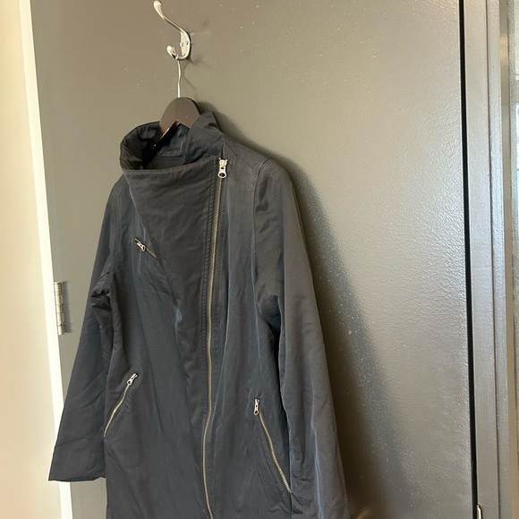 Eileen Fisher XS fleece lined GUC Utility Jacket Asymmetrical Zipper High Collar - Picture 2 of 14